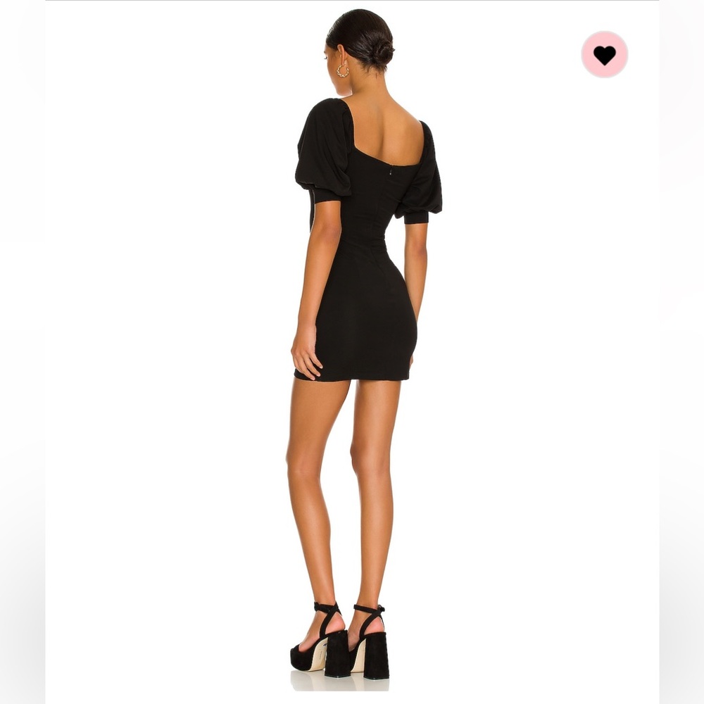 Black mini dress, puffy sleeve